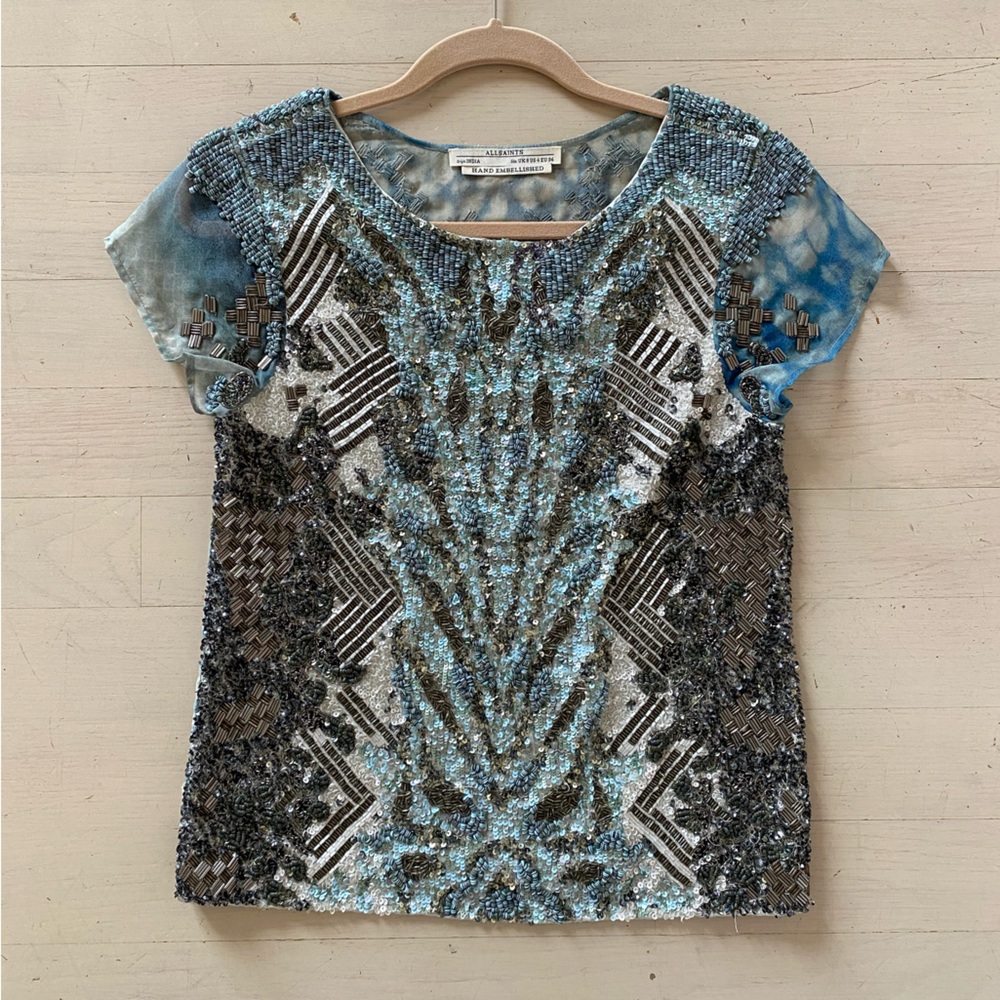 All Saints Sequin Embellished Top